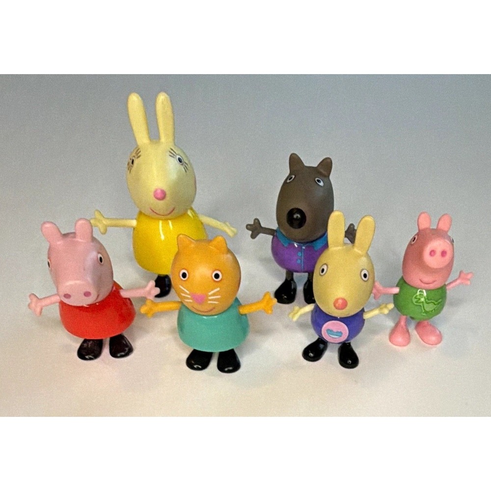 Peppa Pig Mixed Lot of 6 Plastic Character Figures Friends 2-3in Toy Set